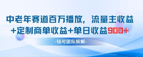 中老年赛道百万播放+流量主收益+定制收益，单日收益9张-梦影博客