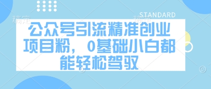 公众号引流精准创业项目粉，0基础小白都能轻松驾驭-梦影博客