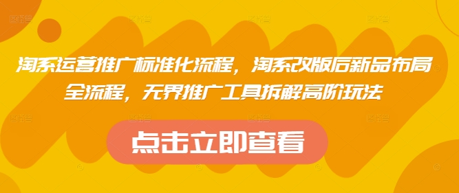 淘系运营推广标准化流程，​淘系改版后新品布局全流程，无界推广工具拆解高阶玩法-梦影博客
